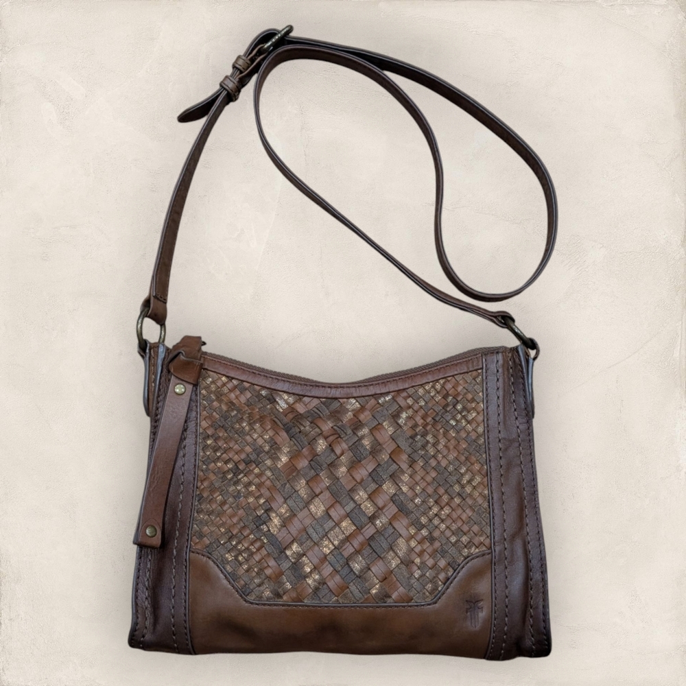 Frye | Melissa Metallic Basket Woven Zip Crossbody
